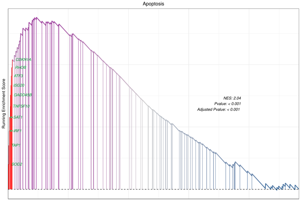 GSEA running-score plot for apoptosis
